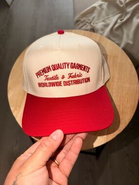 Premium Quality Two-Tone Baseball Cap - Cream & Red